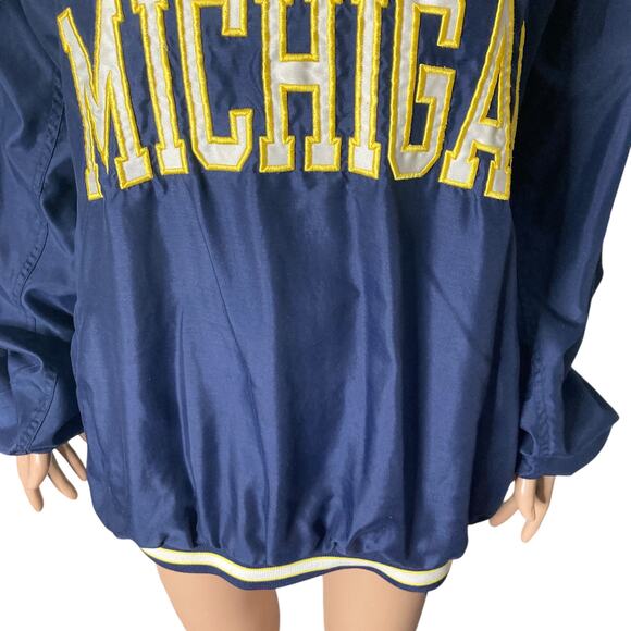 Vintage Michigan State Pullover Windbreaker Mens XL Spell Out Blue Yellow NCAA - Picture 4 of 10